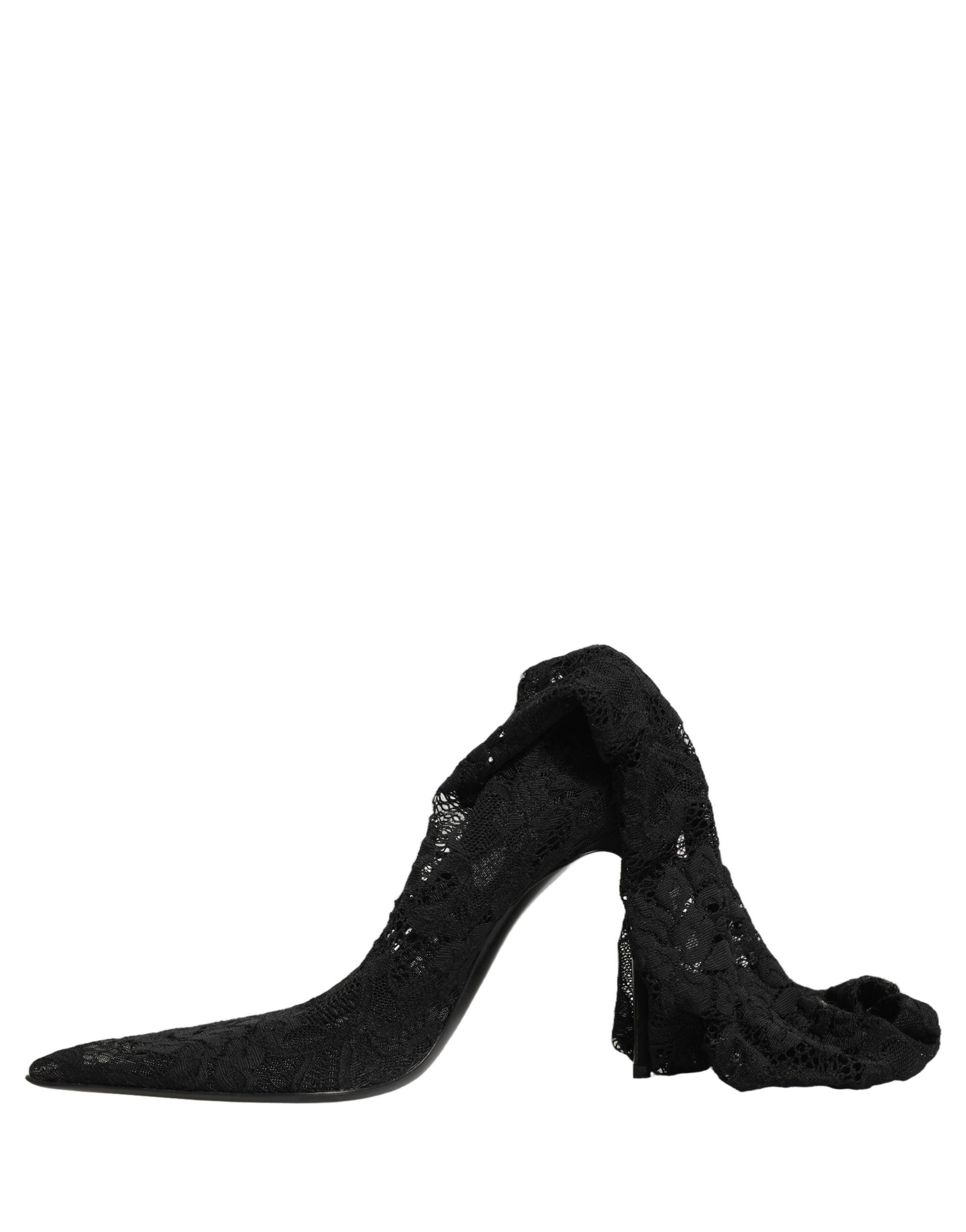 Pre-Owned Dolce & Gabbana Black Taormina Lace Socks Boots Pumps Shoes