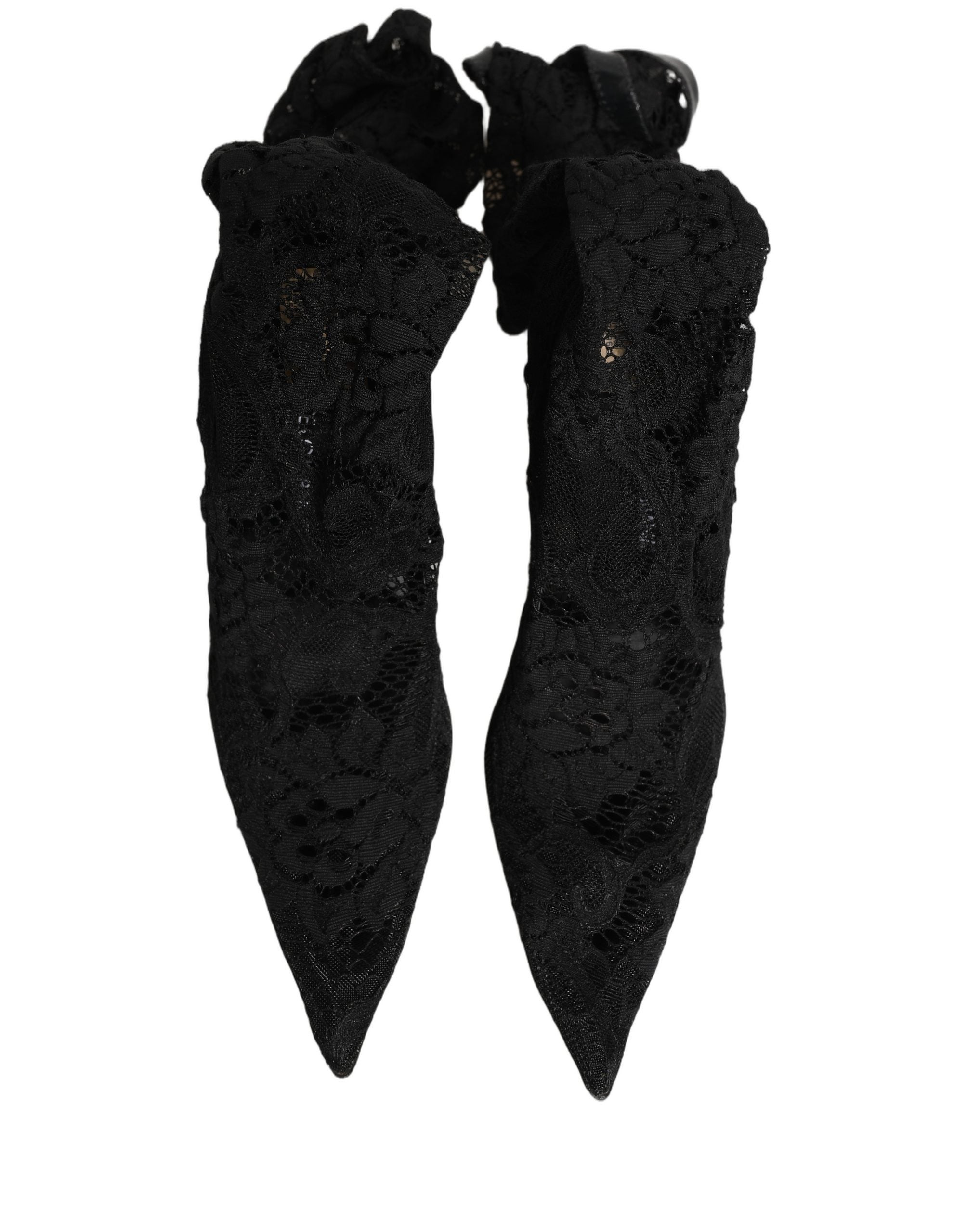 Pre-Owned Dolce & Gabbana Black Taormina Lace Socks Boots Pumps Shoes