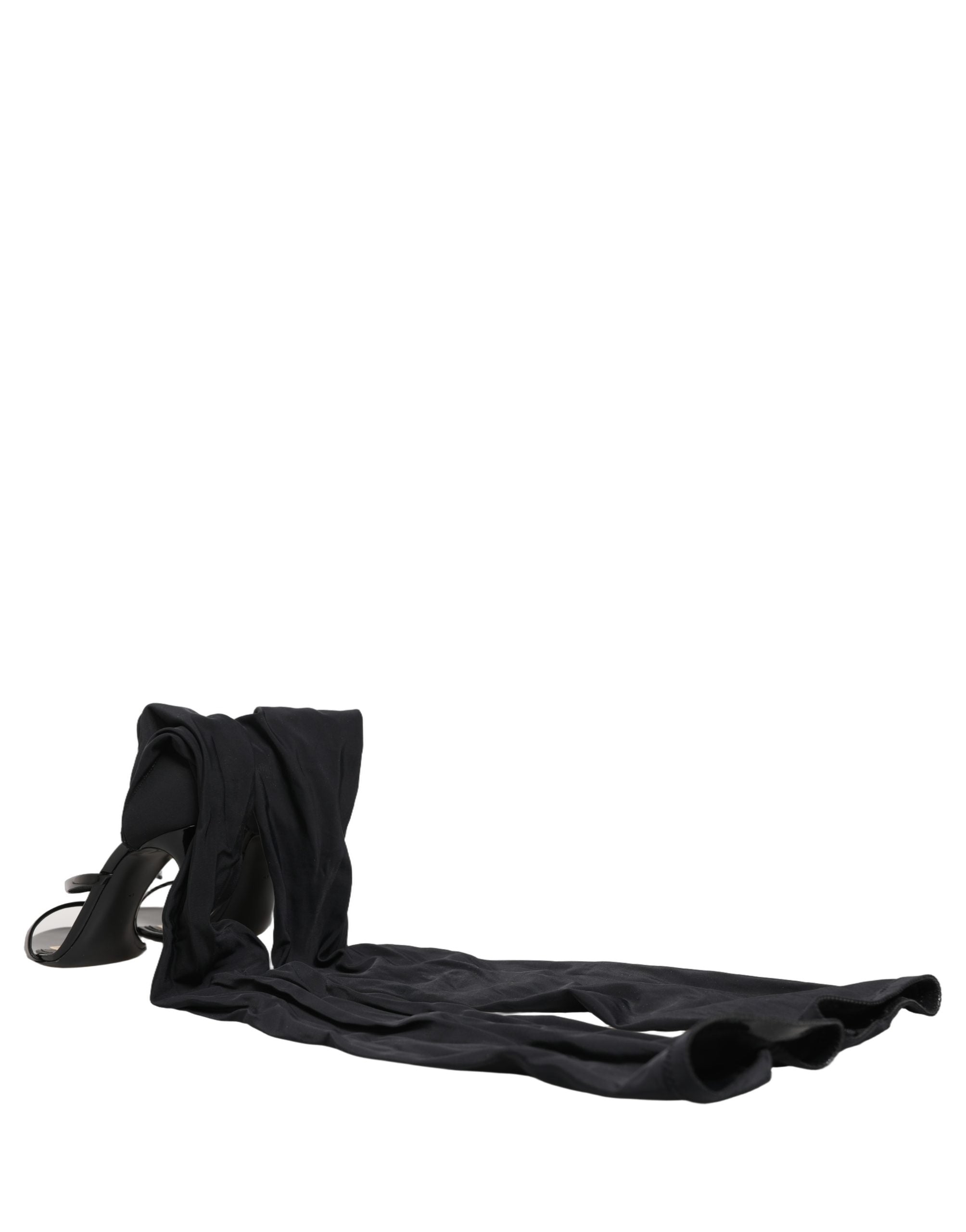 Pre-Owned Dolce & Gabbana Stiletto Sandals Socks Knee High Boots Black