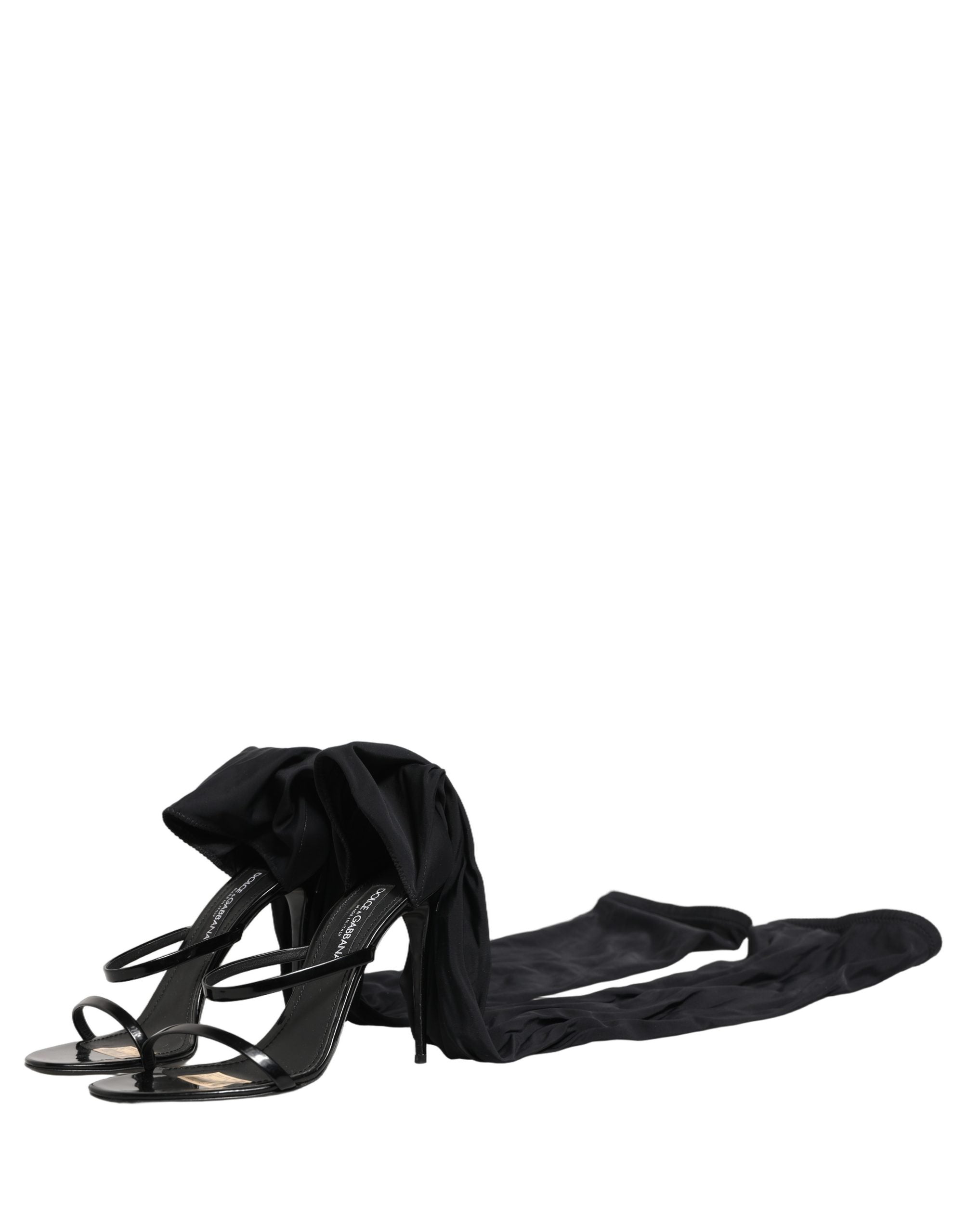 Pre-Owned Dolce & Gabbana Stiletto Sandals Socks Knee High Boots Black