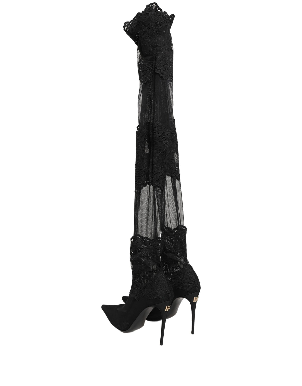 New Dolce & Gabbana Black Over The Knee Sock Pumps Boots Shoes