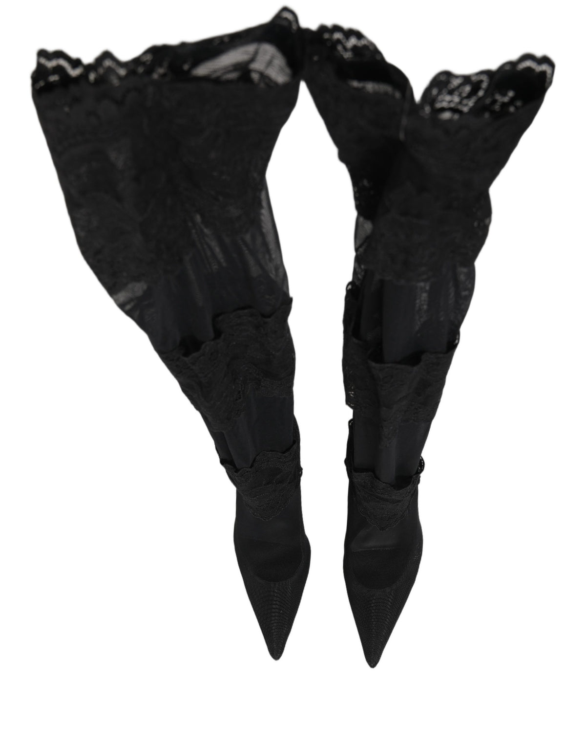 New Dolce & Gabbana Black Over The Knee Sock Pumps Boots Shoes