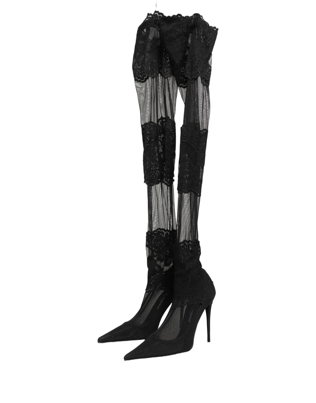 New Dolce & Gabbana Black Over The Knee Sock Pumps Boots Shoes