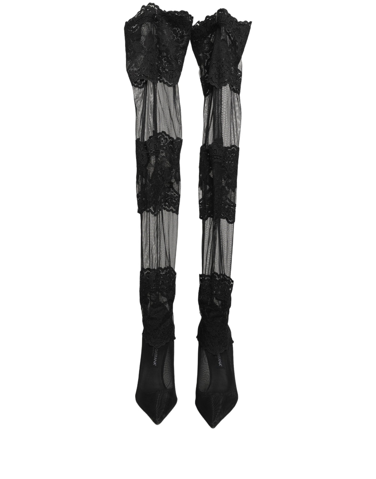 New Dolce & Gabbana Black Over The Knee Sock Pumps Boots Shoes