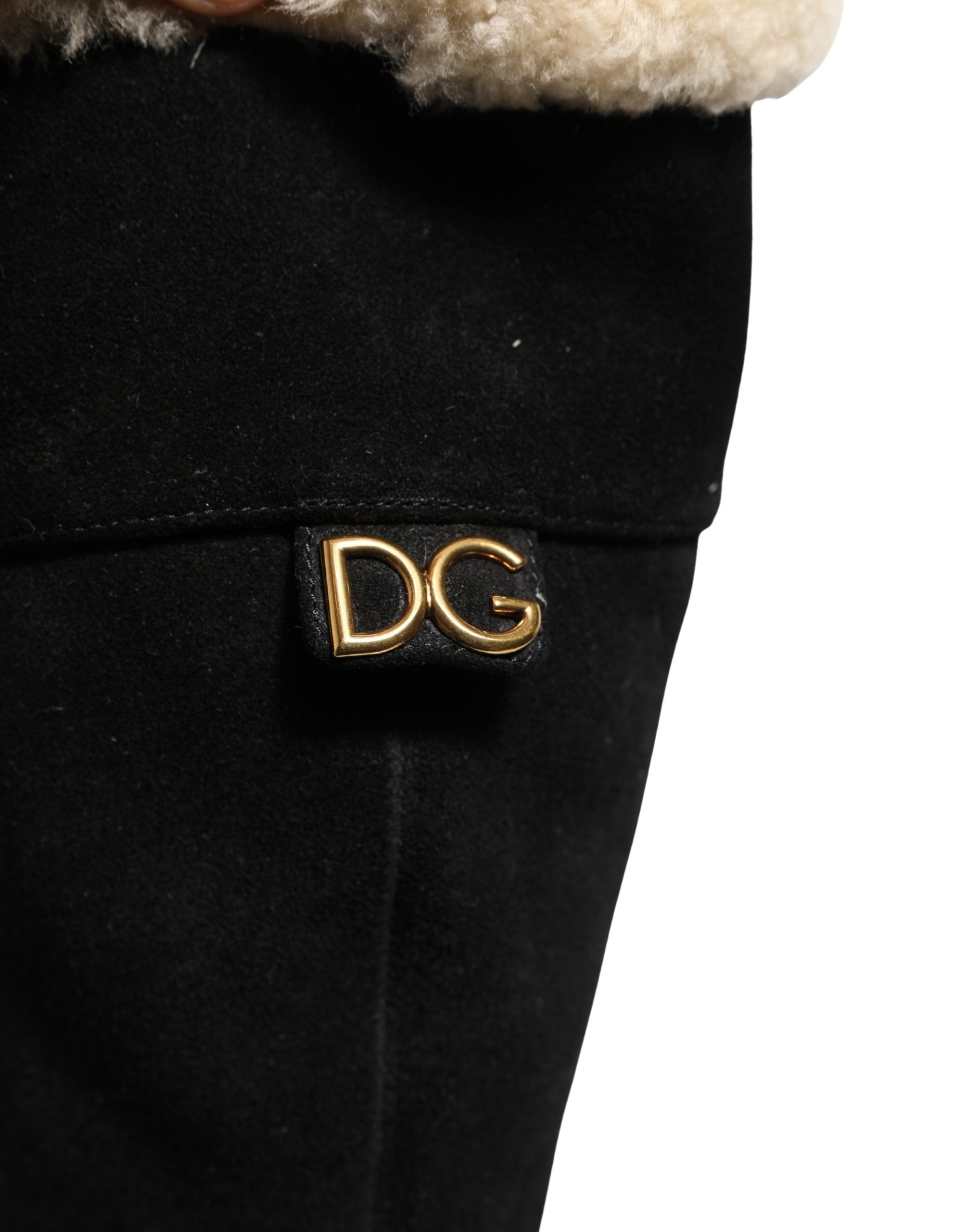 Dolce & Gabbana Suede Leather Knee High Boots Black