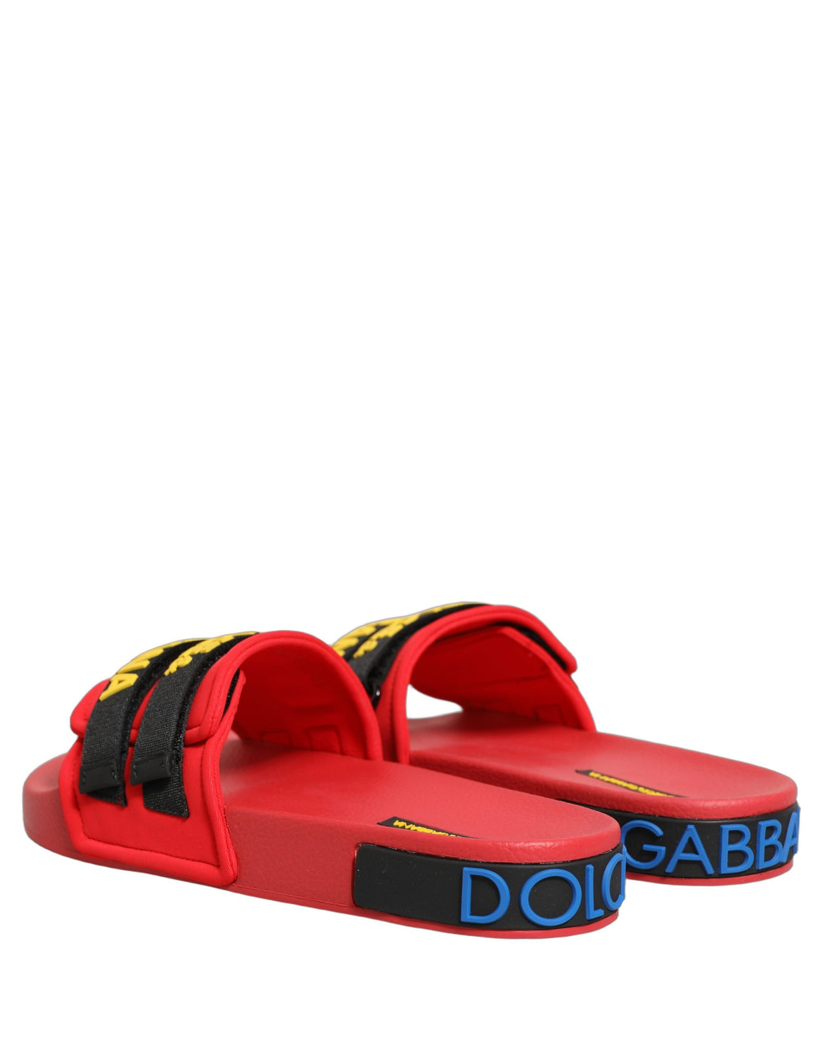 New Dolce & Gabbana Red Neoprene Slides Flats Beachwear Shoes