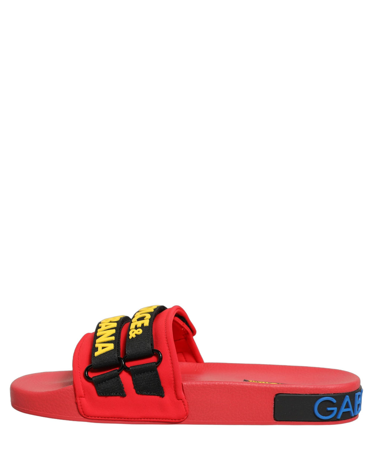 New Dolce & Gabbana Red Neoprene Slides Flats Beachwear Shoes