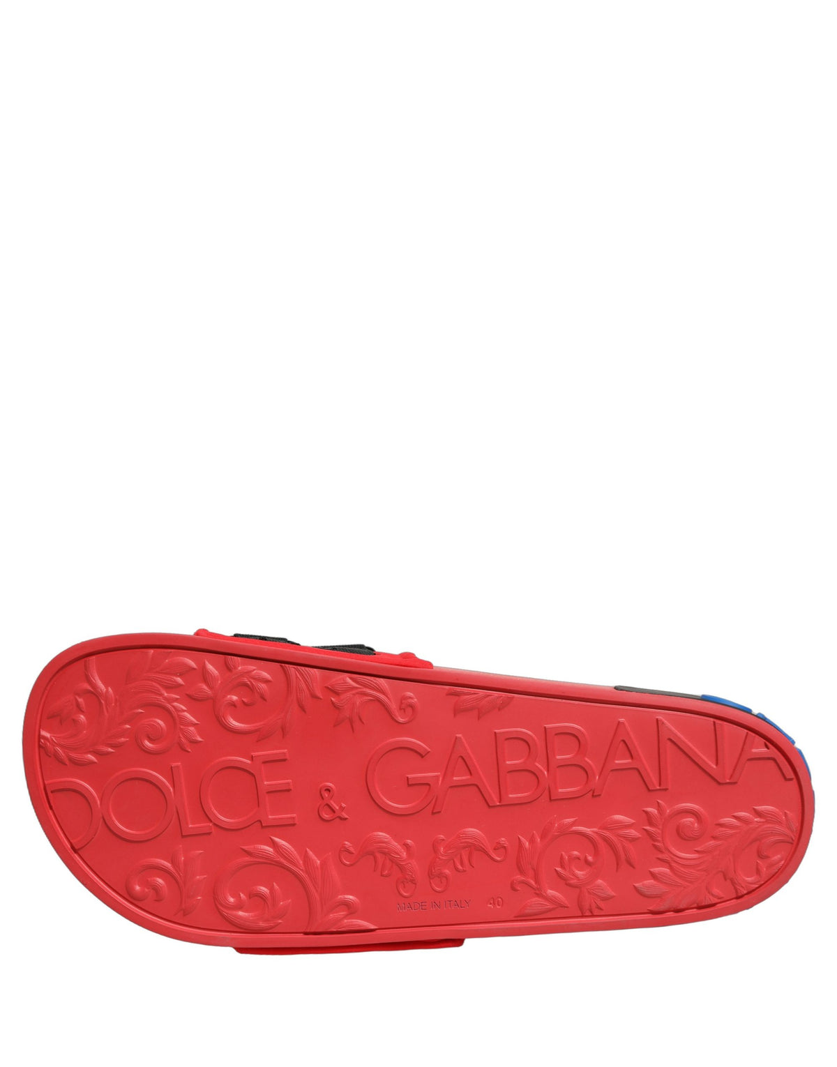 New Dolce & Gabbana Red Neoprene Slides Flats Beachwear Shoes