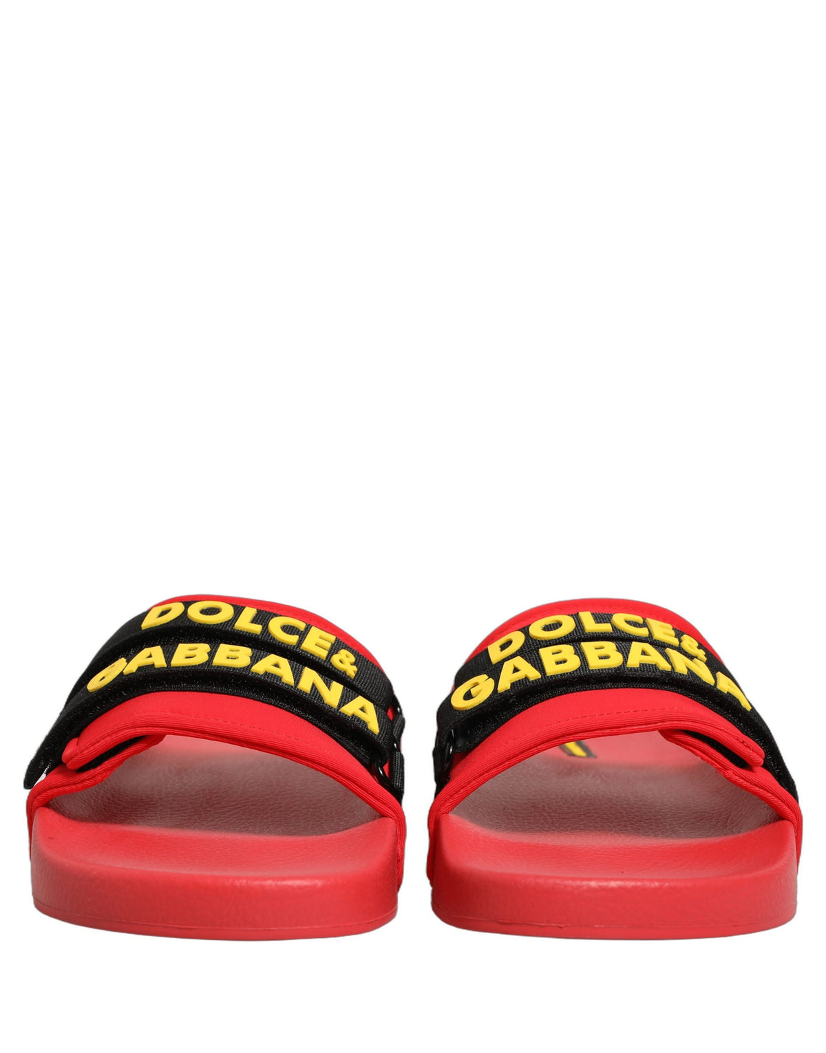 New Dolce & Gabbana Red Neoprene Slides Flats Beachwear Shoes