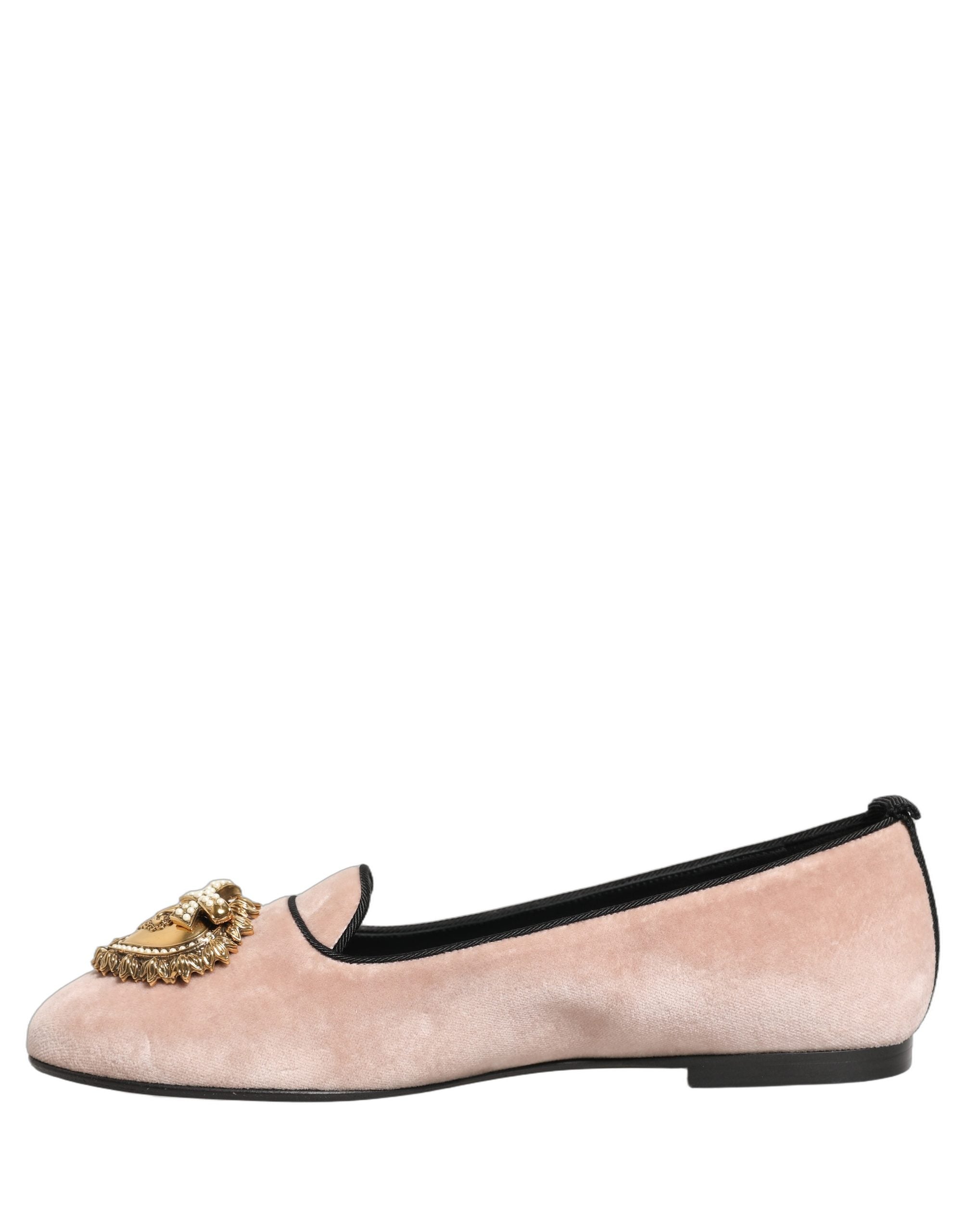 Pre-Owned Dolce & Gabbana Pink Velvet Devotion Loafers Flats Shoes