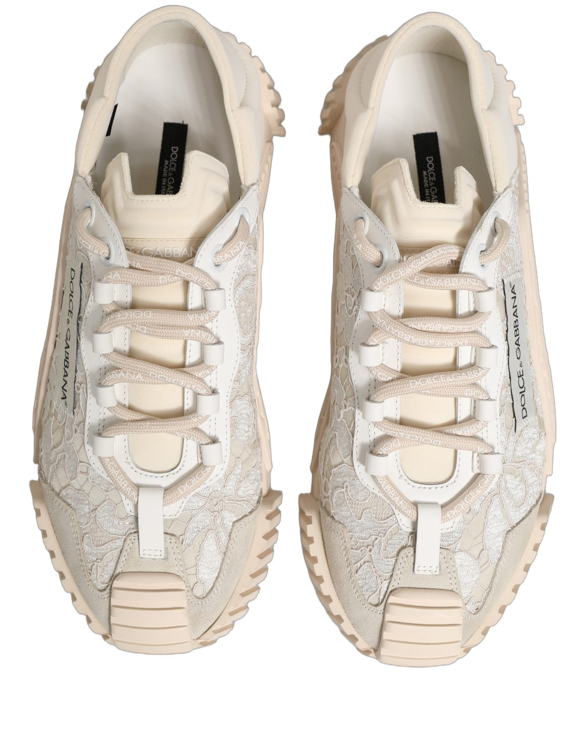 New Dolce & Gabbana White Lace NS1 Low Top Sneaker Sports Shoes