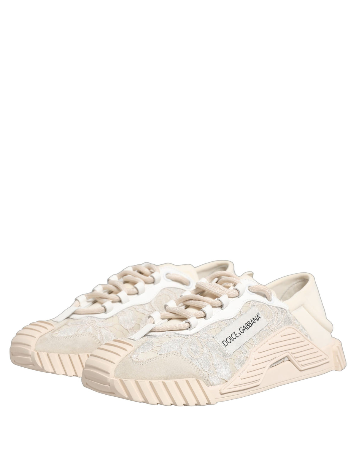 New Dolce & Gabbana White Lace NS1 Low Top Sneaker Sports Shoes
