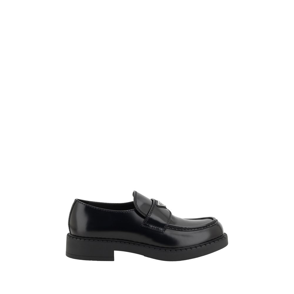 Prada Black Leather Platform Loafers