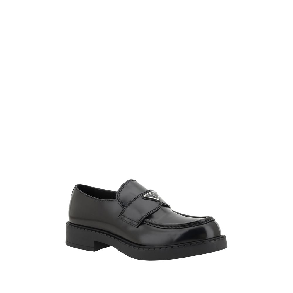 Prada Black Leather Platform Loafers