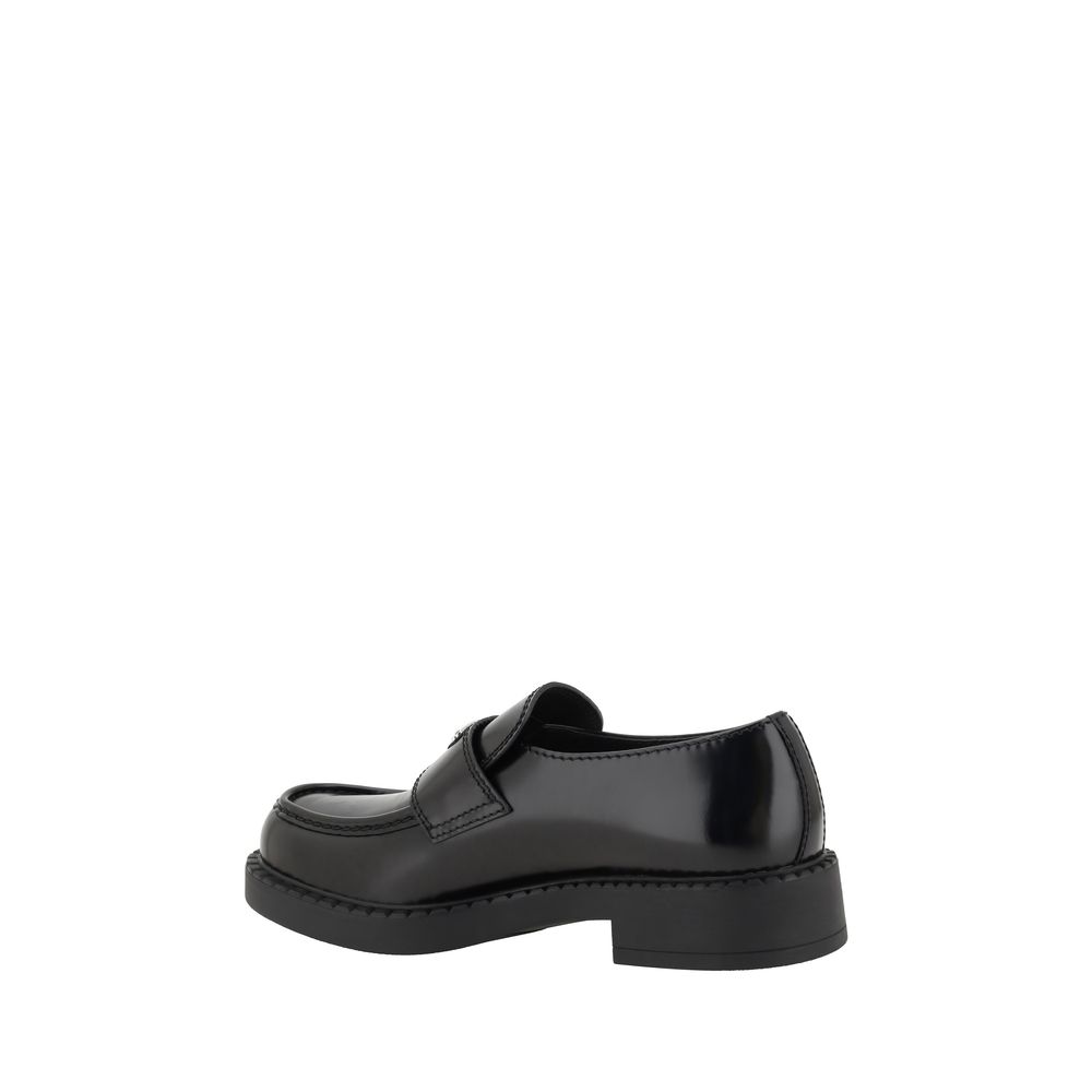 Prada Black Leather Platform Loafers