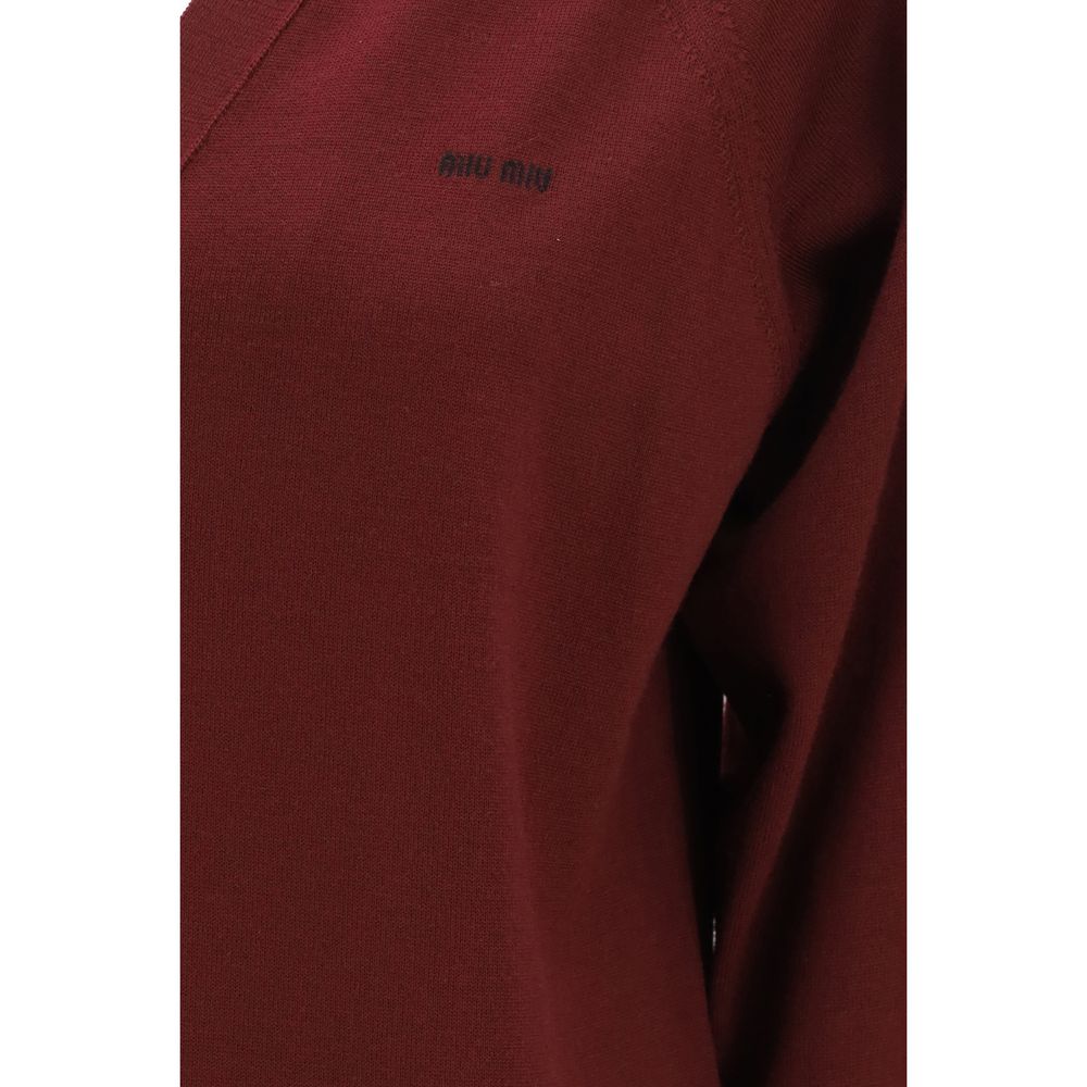 Miu Miu Bordeaux Wool Cardigan