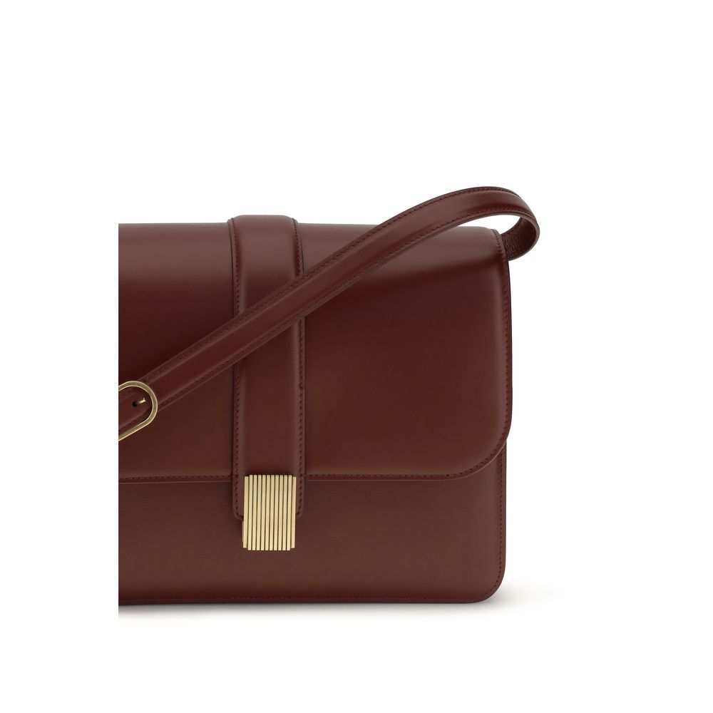 Khaite Bordeaux Leather Shoulder Bag