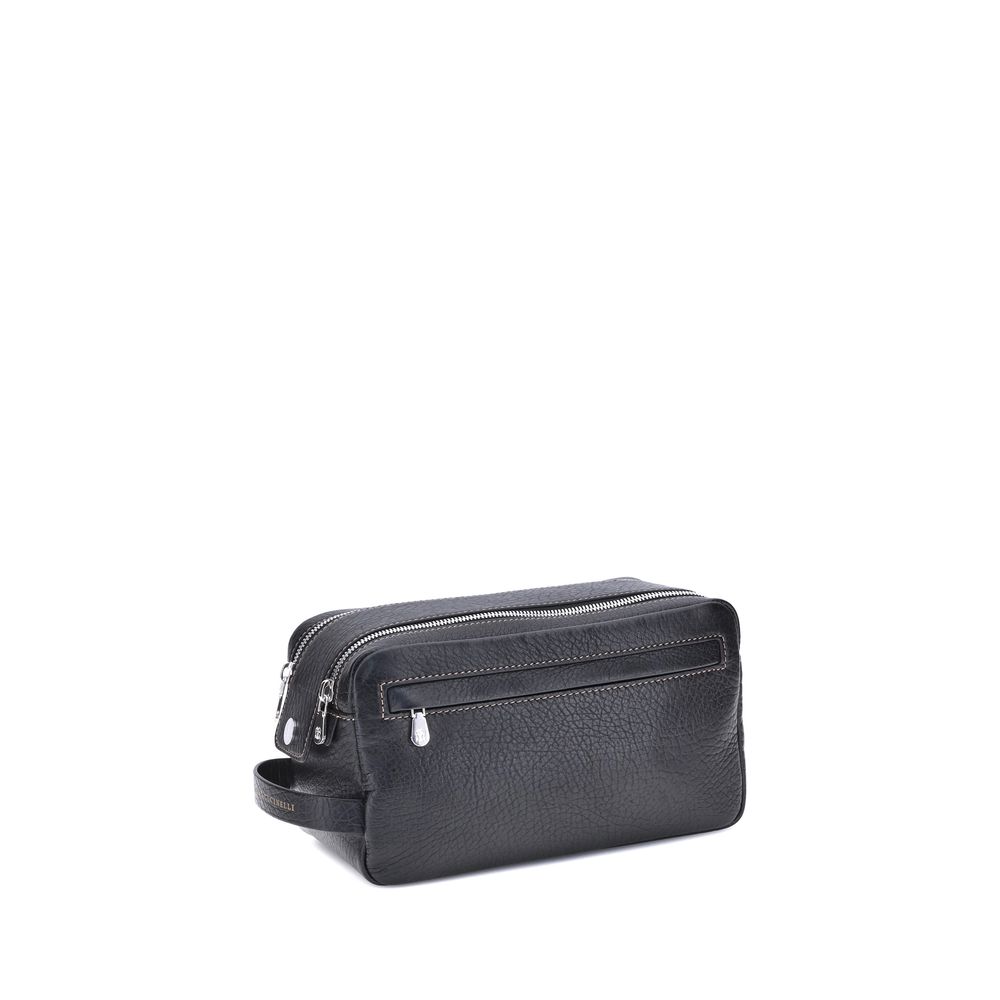 Brunello Cucinelli Black Leather Airpod Holder