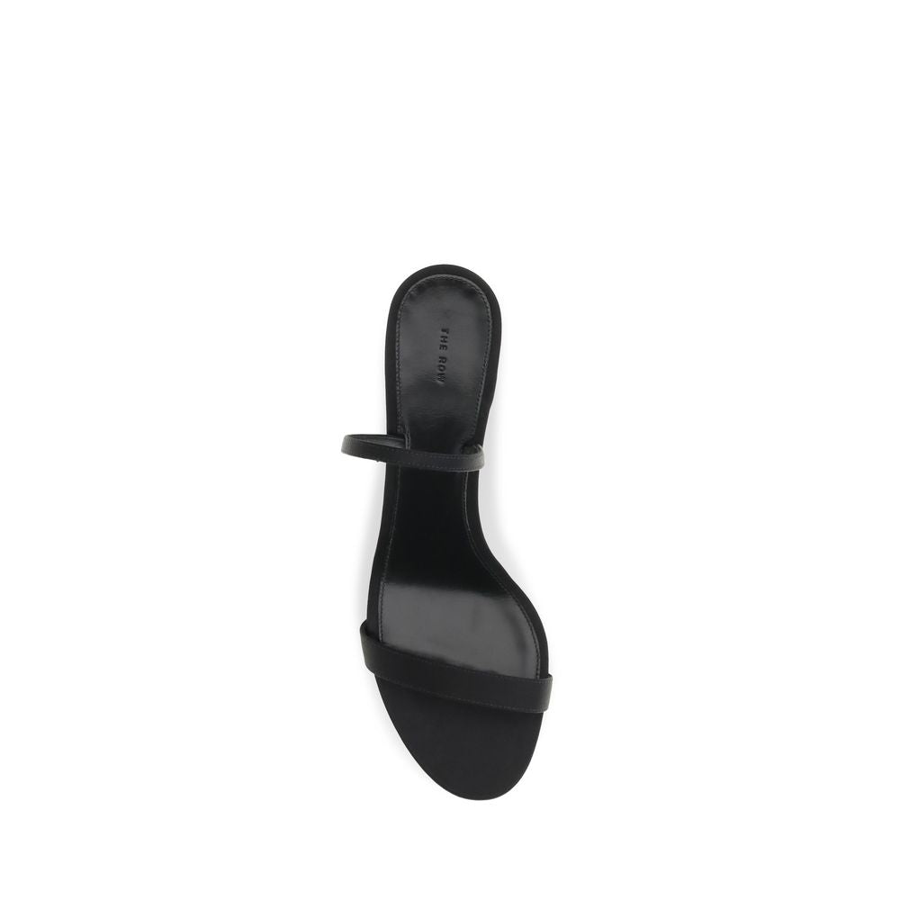 The Row Black Leather Strap-On Sandals
