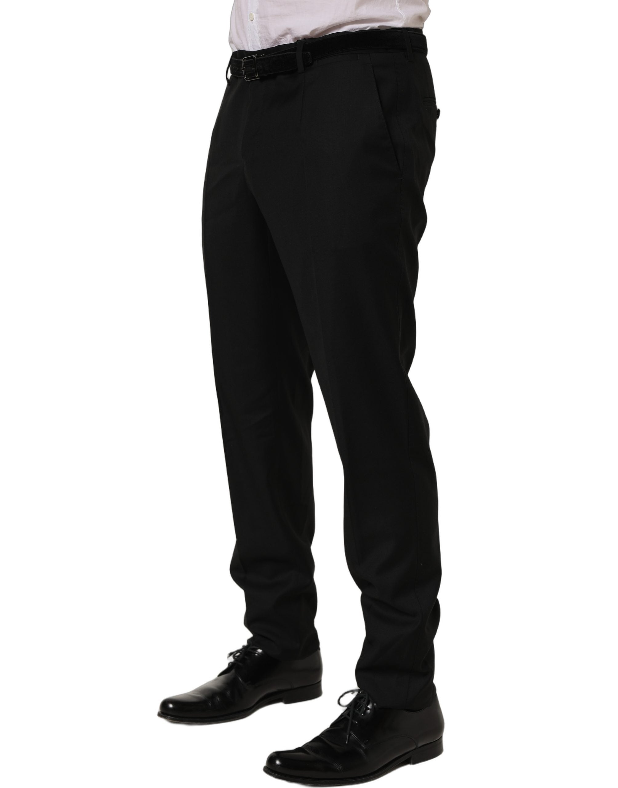 Dolce & Gabbana Black Wool Skinny Leg Dress Trouser Pants