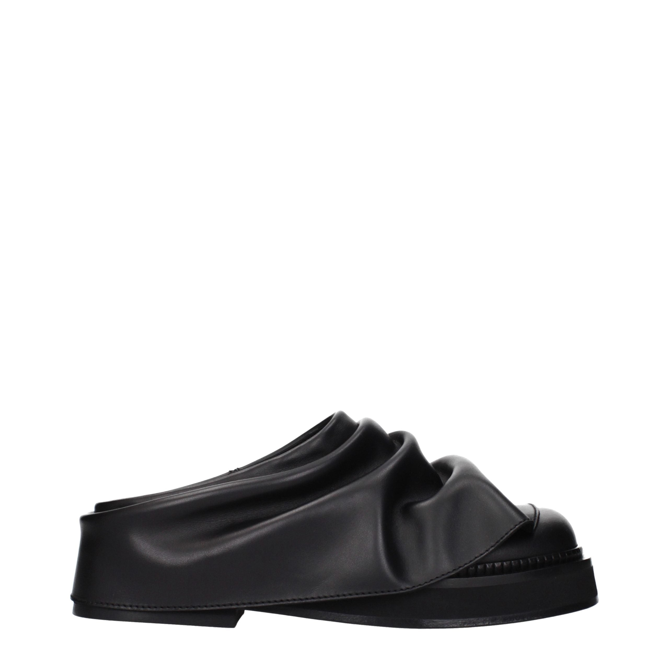 The Attico Black Leather Slippers
