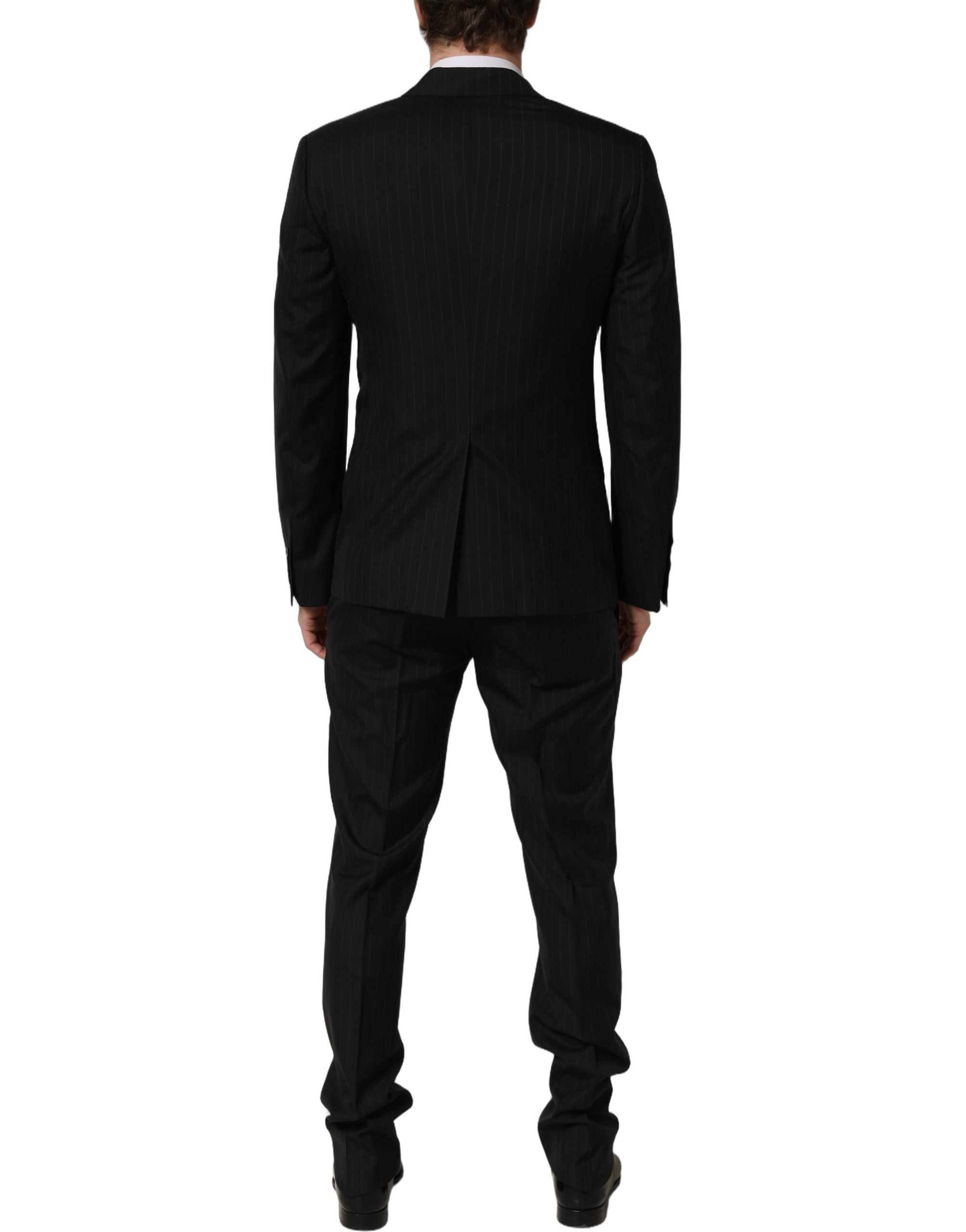 Dolce & Gabbana Dark Gray Stripes Slim Fit Formal 3 Piece Suit