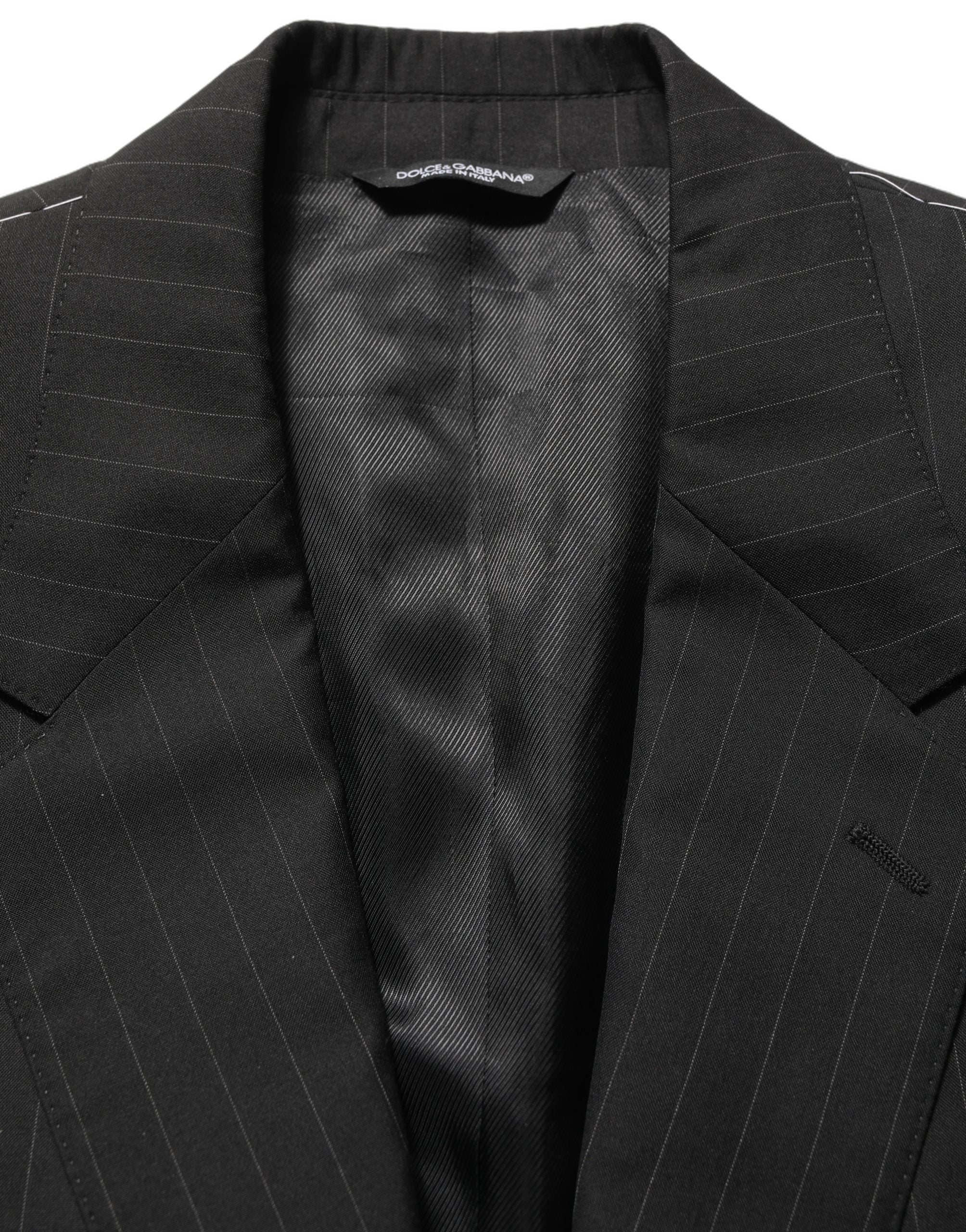 Dolce & Gabbana Dark Gray Stripes Slim Fit Formal 3 Piece Suit