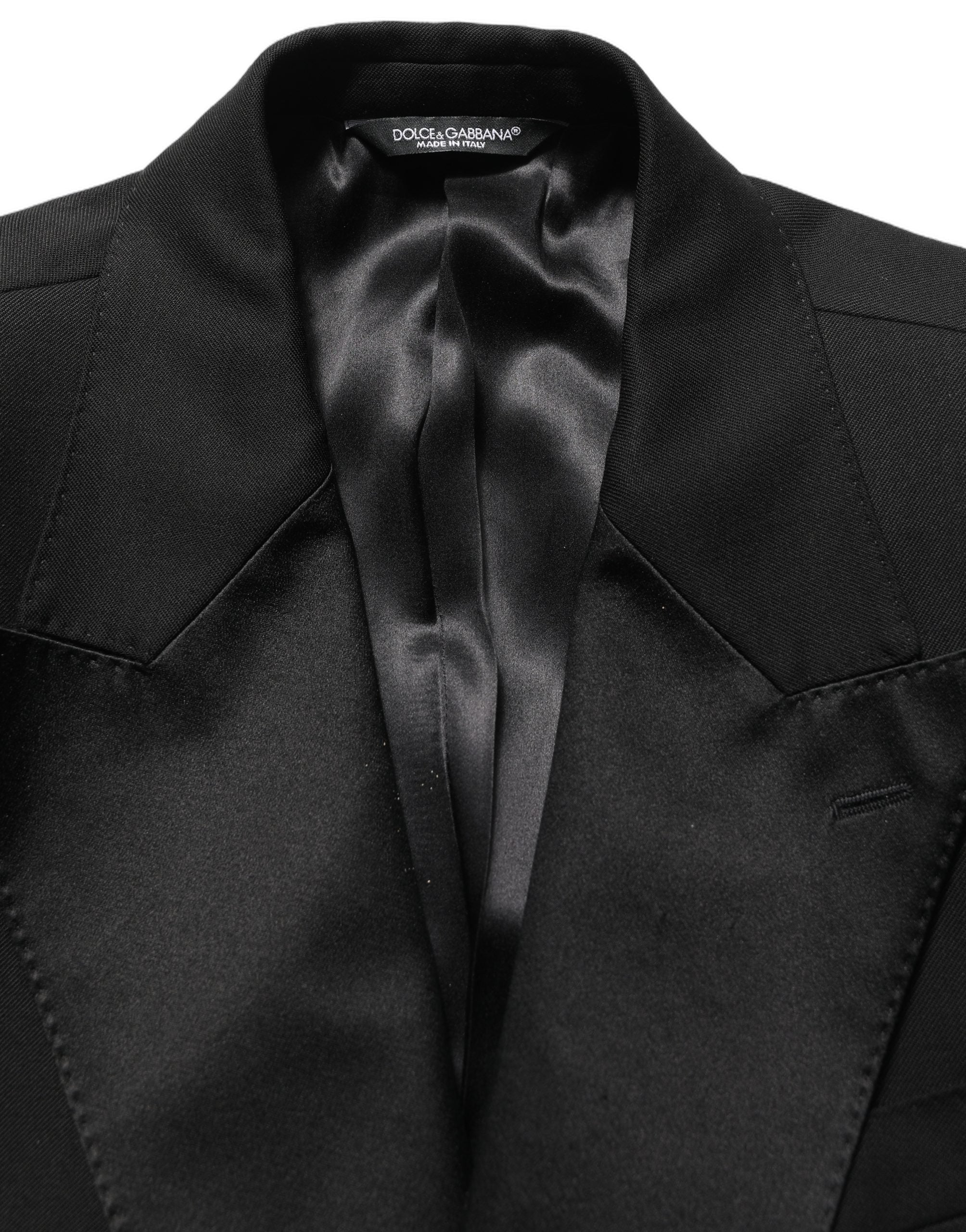 Pre-Owned Dolce & Gabbana Black Wool Slim Fit Formal 3 Piece Men Suit