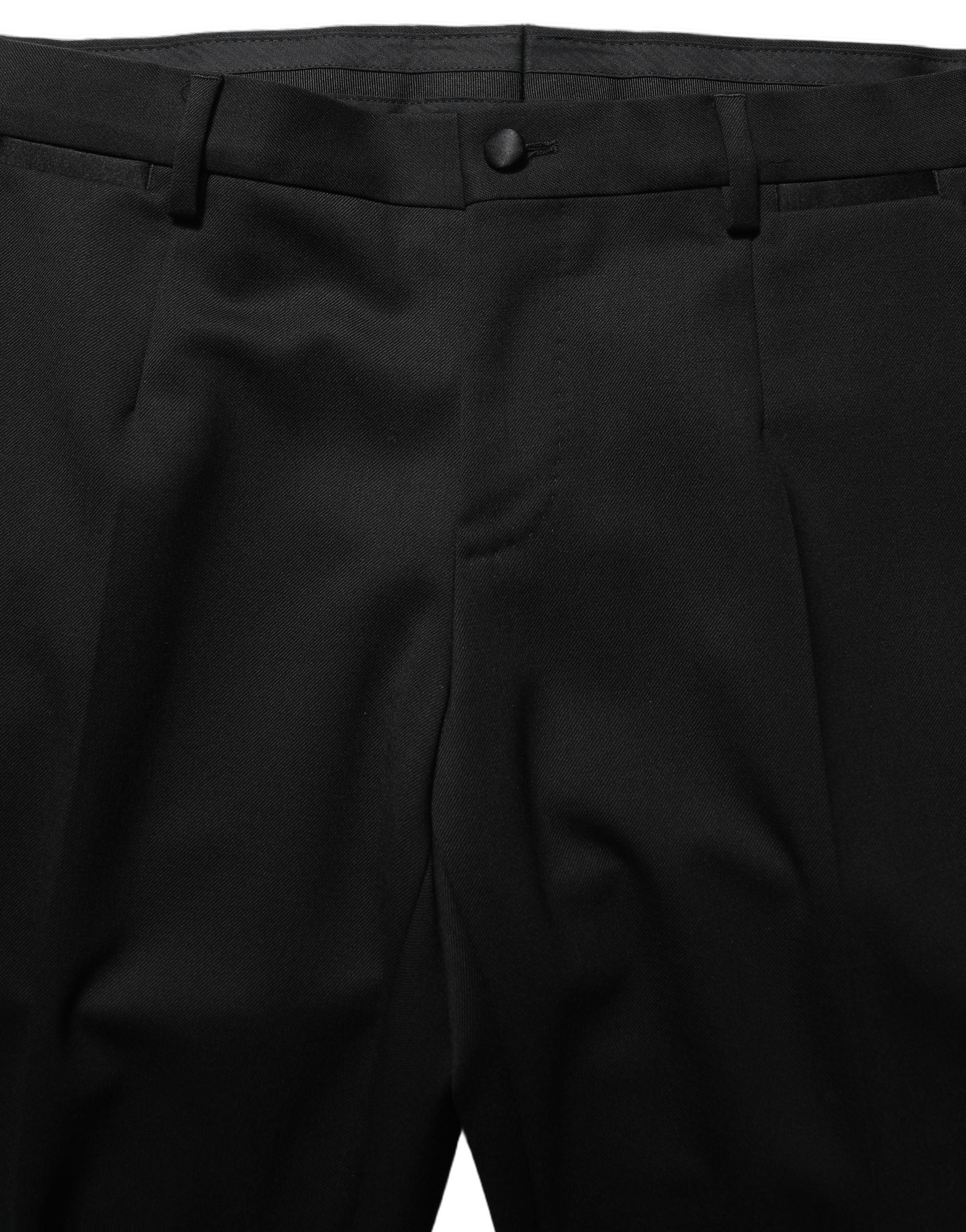 Pre-Owned Dolce & Gabbana Black Wool Slim Fit Formal 3 Piece Men Suit
