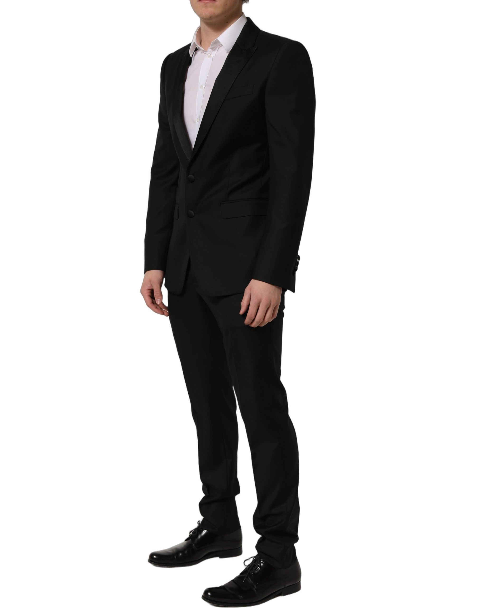 Dolce & Gabbana Black Wool Slim Fit Formal 2 Piece Men Suit