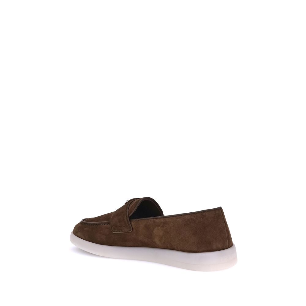 Prada Brown Leather Slip-On Loafers