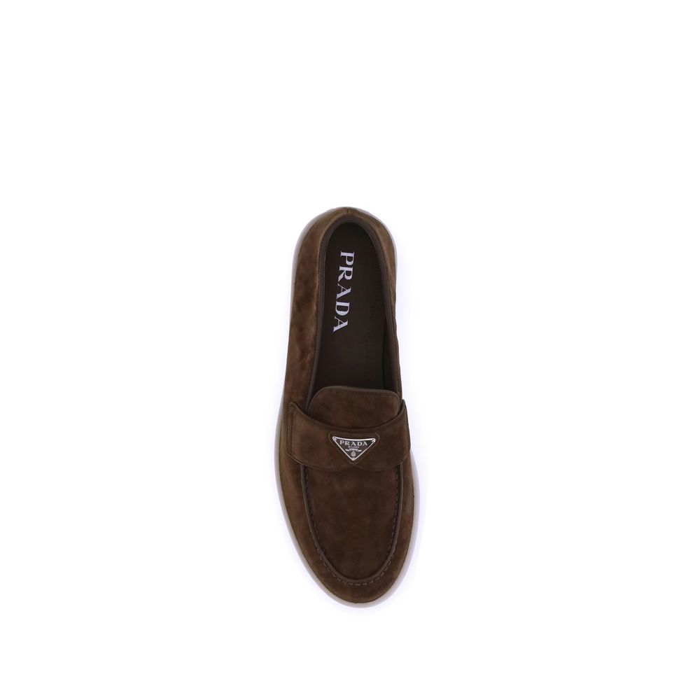 Prada Brown Leather Slip-On Loafers