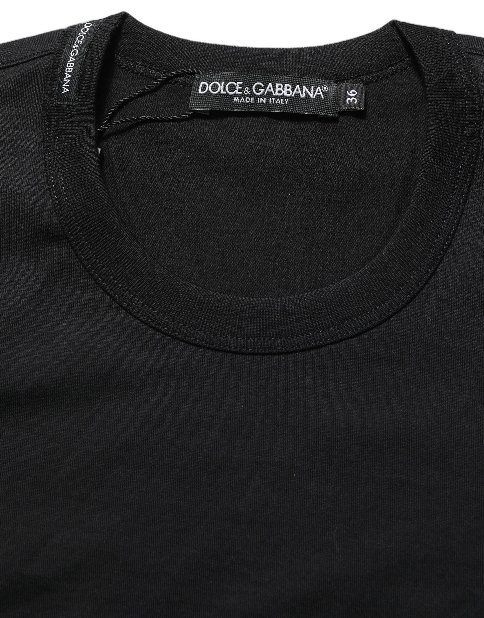 Dolce & Gabbana Black Cotton Short Sleeves Crew Neck T-shirt