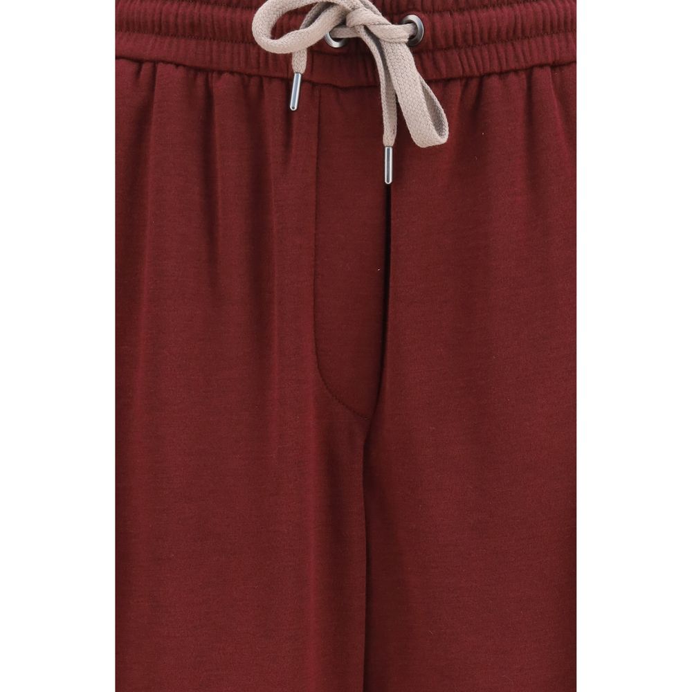 Brunello Cucinelli Burgundy Cotton Athletic Pants
