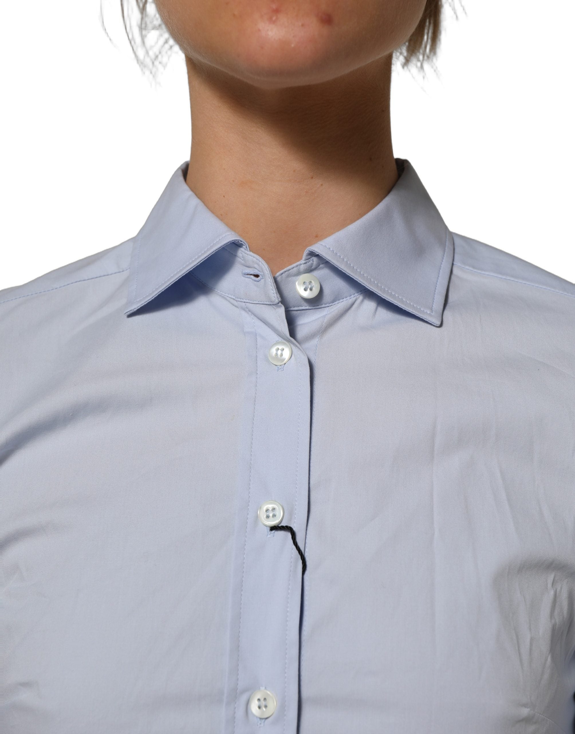 Dolce & Gabbana Blue Collared Long Sleeves Dress Shirt Top