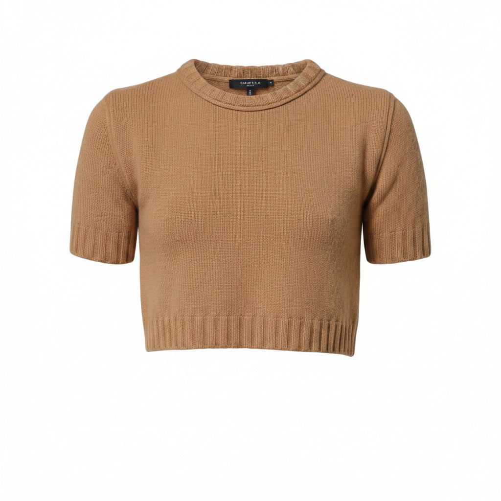 Dolce & Gabbana Brown Virgin Wool Cropped Tee