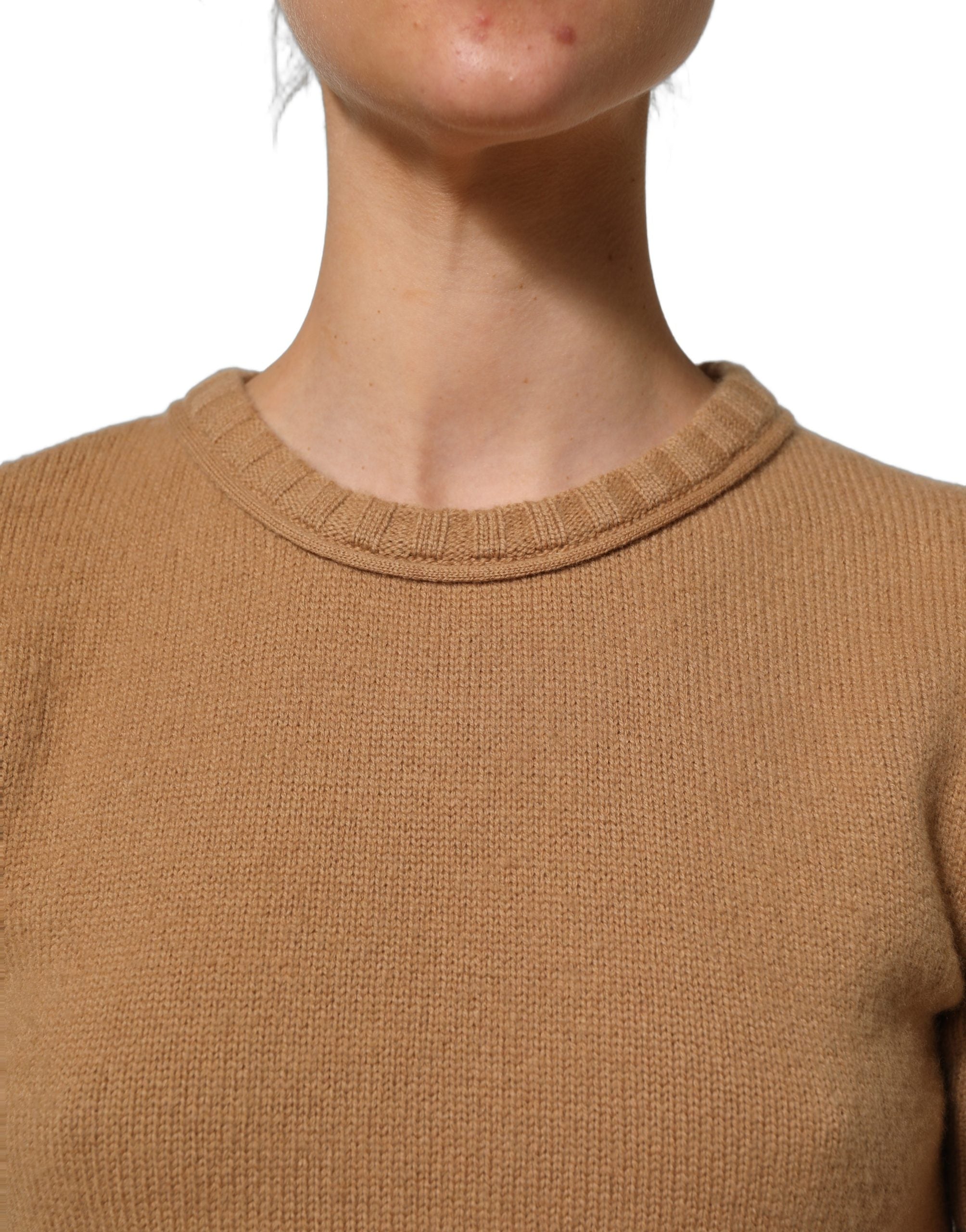 Dolce & Gabbana Brown Virgin Wool Cropped Tee