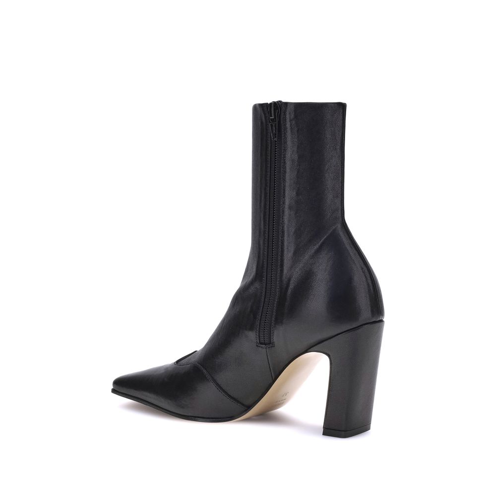 Khaite Black Calf Leather Bos Taurus Ankle Boots