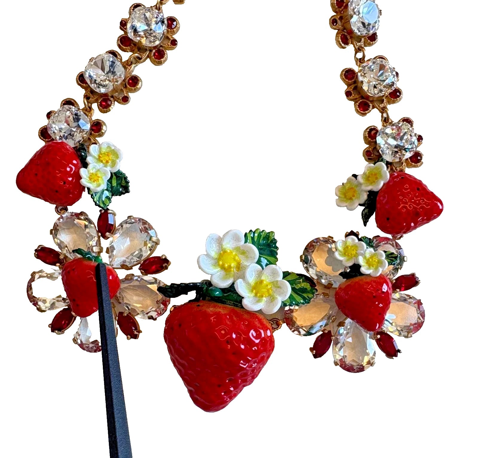 Dolce & Gabbana Fruit & Floral Pendant Crystal Logo Necklace