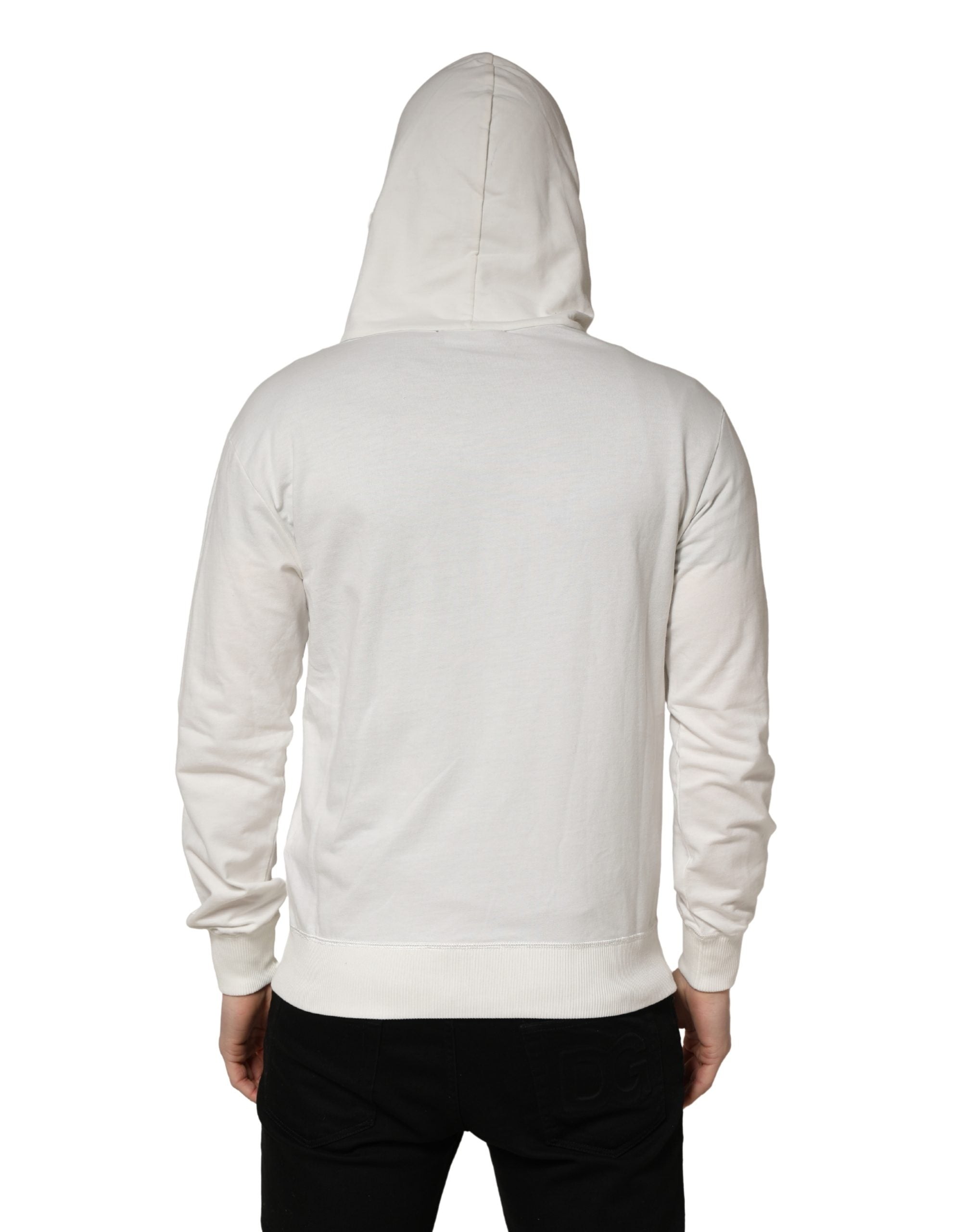 Dolce & Gabbana White Cotton Hooded Sweatshirt Sweater