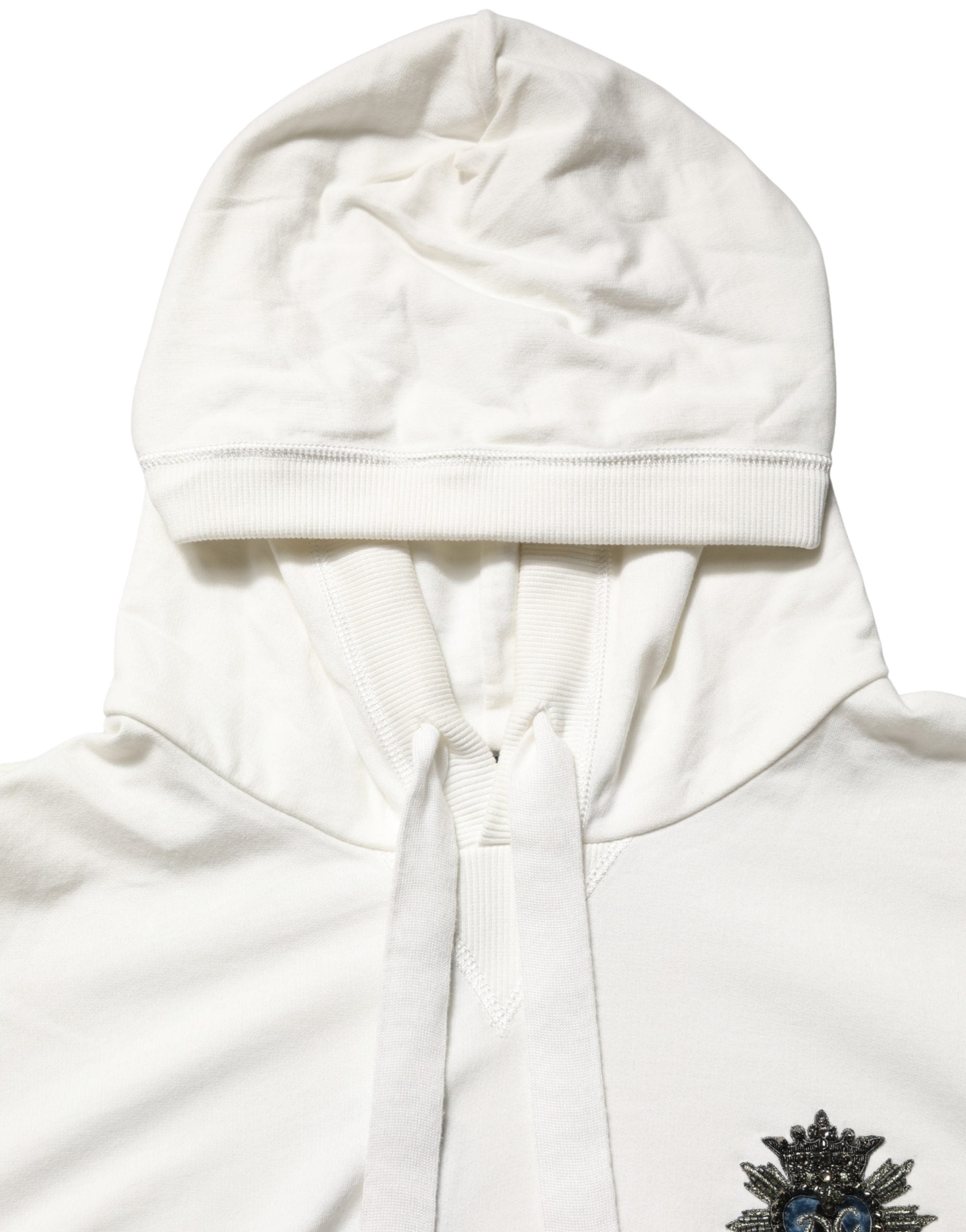 Dolce & Gabbana White Cotton Hooded Sweatshirt Sweater