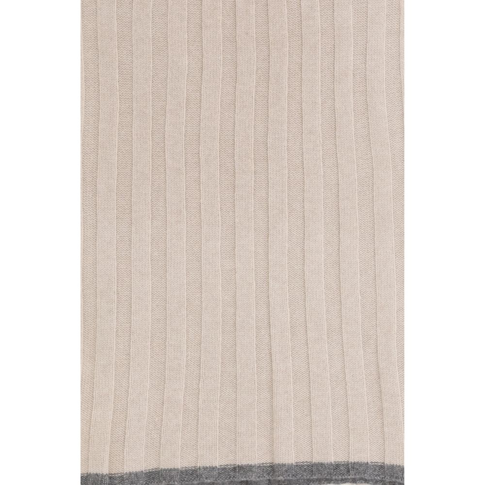 New Brunello Cucinelli Beige Cashmere Scarf