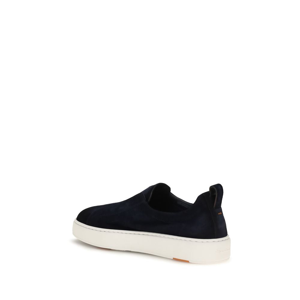 Santoni Blue Leather Sneakers