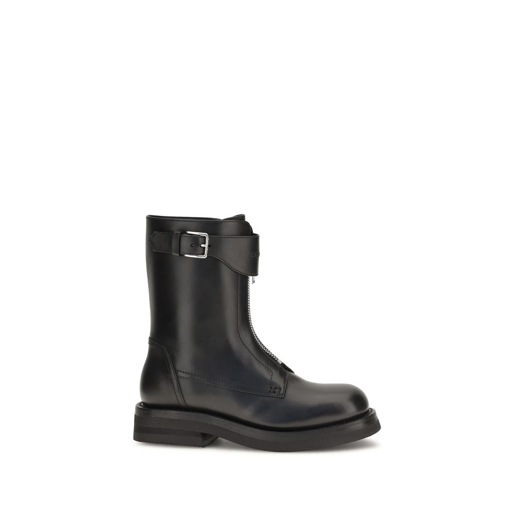 Alexander McQueen Black Leather Lace-Up Boots
