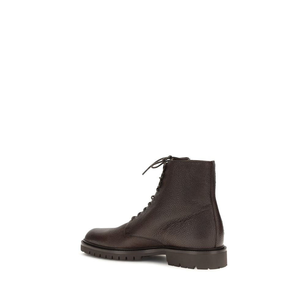 Brunello Cucinelli Brown Leather Lace-Up Boots