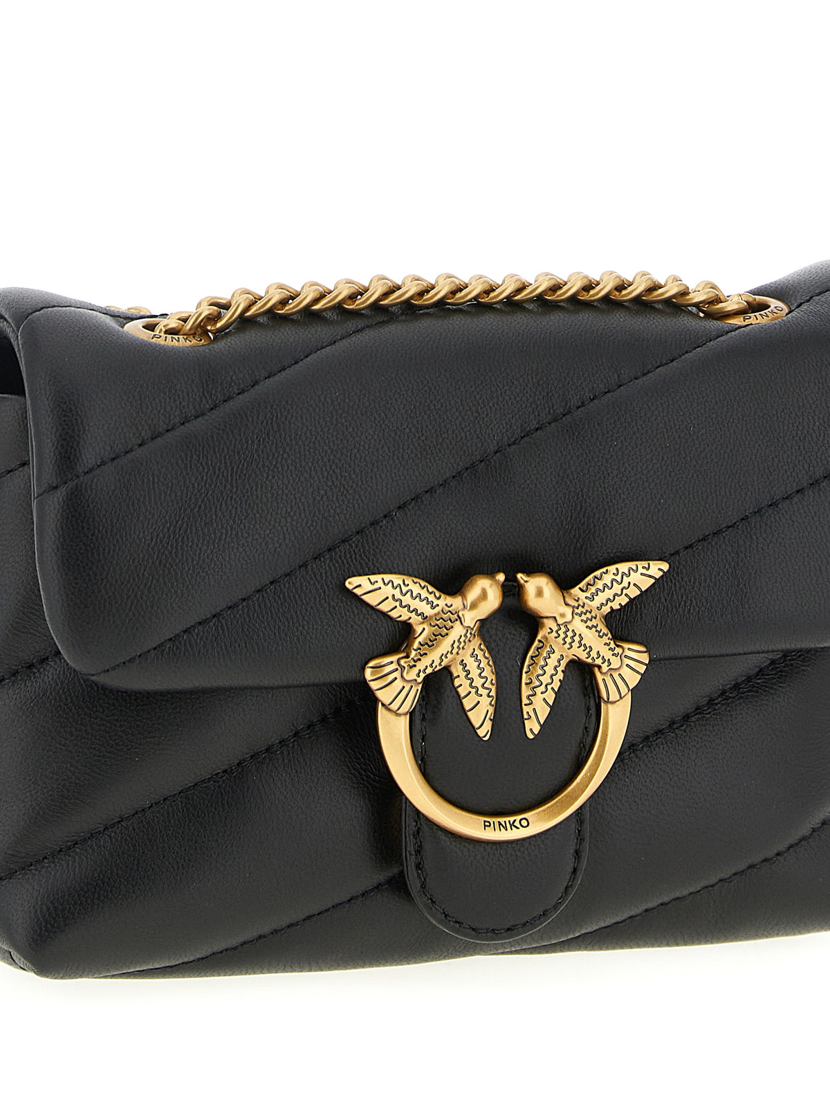 PINKO Black Leather Crossbody Bag