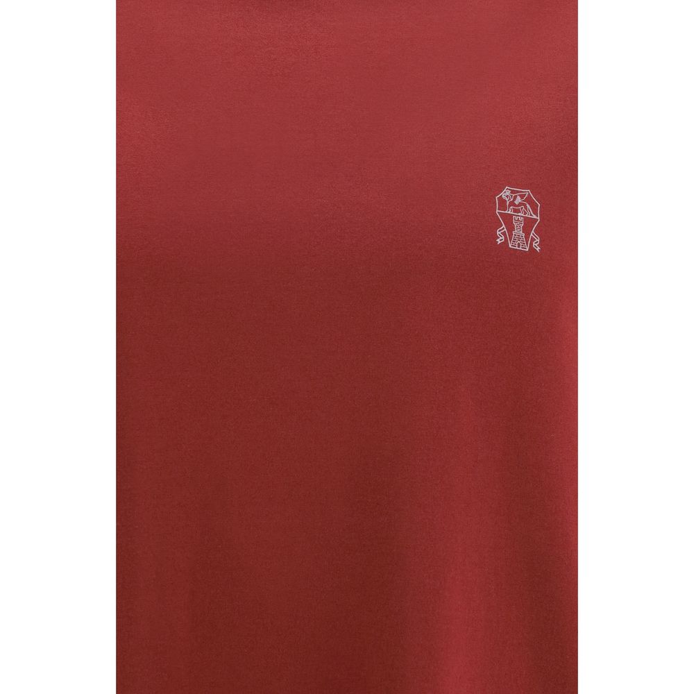 Brunello Cucinelli Burgundy Cotton T-Shirt