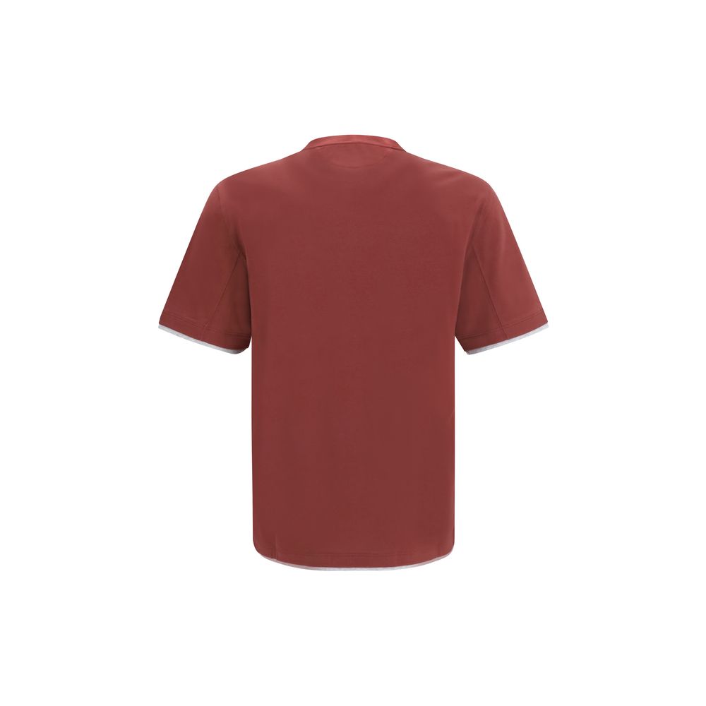 Brunello Cucinelli Burgundy Cotton T-Shirt