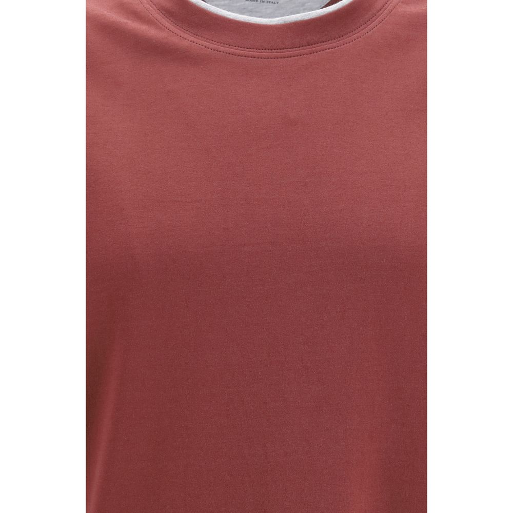 Brunello Cucinelli Burgundy Cotton T-Shirt