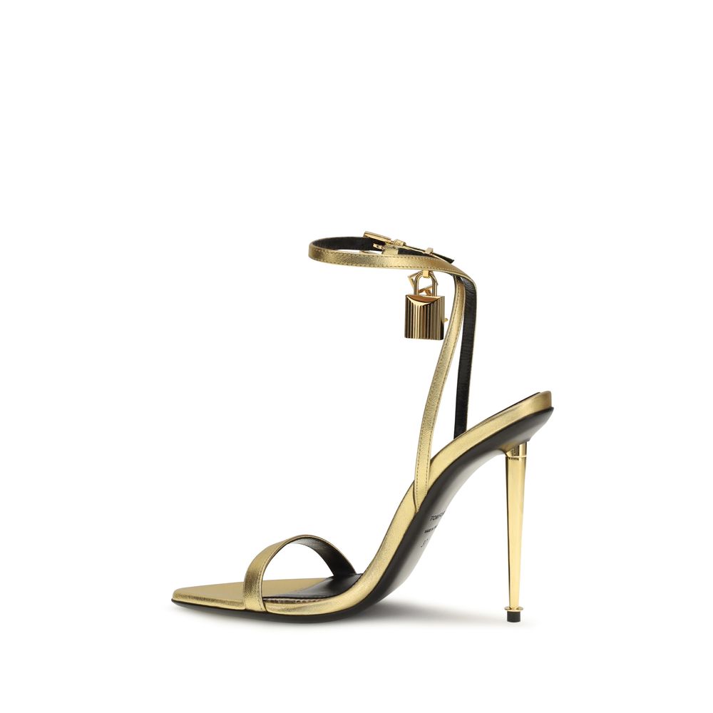 Tom Ford Gold Lamb Ovis Aries Aries Stiletto Heel Sandals